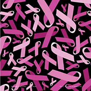 ZANheadgear 100 Percentage Cotton Breast Cancer Ribbon Bandanna (Black)