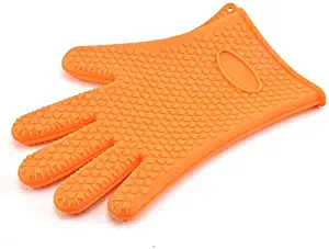 YXZQ Kitchenware Kitchen Oven Heat-Resistant Cooking Gloves, Silicone Oven Mitt, 1 Oven Glove, High Temperature Resistance, Suitable for Microwave Ovens Barbecues,Orange