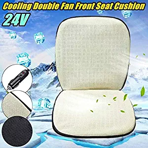 MMKUTZ - 3D Cooling Fan Front Car Seat Cushion Double Fans Cooling Seat Cover Summer Air Cooler Chair Pad Car Ventilation Cushion 12V/24