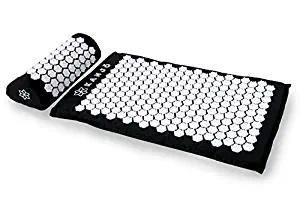 Kanjo - Premium Acupressure Mat & Acupressure Pillow Set | High Density Memory Foam Core | 100% Organic Cotton Cover | Relieves Back Pain & Neck Pain | Includes Carry Bag | Onyx