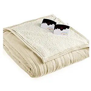 Biddeford 2064-9052140-702 MicroPlush Sherpa Electric Heated Blanket King Cream
