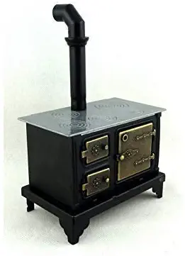 Melody Jane Dolls Houses House Miniature Kitchen Furniture Old Fashioned Black Range Cooker Stove