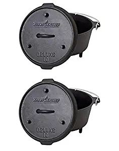 Camp Chef DO10-6 Quart Dutch Oven Pre-Seasoned Cast Iron with Lift Tool and Lid (Pack of 2)