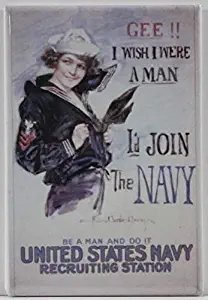 Player One Collectables Gee!! I Wish I were A Man, I'd Join The Navy Refrigerator Magnet. U.S. Navy WWII
