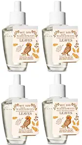 Bath and Body Works 4 Pack Leaves Wallflowers Fragrances Refill. 0.8 Oz.