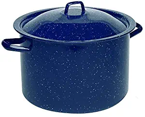 IMUSA USA C20666-1062810W 4-Quart Blue Speckled Enamel Stock Pot with Lid