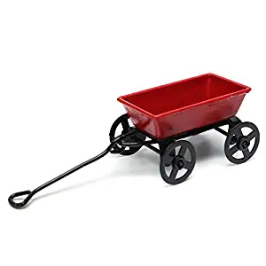 BuTiHa Toys For - Stroller Puppies Vending Dogs Small Ferrets Quaker Teens That Hens Delayed Hunt - Cute Metal Miniature Red Small Pulling Cart Garden Furniture Accessorie Toy Gift Ornament