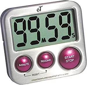 Digital Kitchen Timer Stainless Steel - Strong Magnetic Back - Kickstand - Loud Alarm - Large Display - Auto Memory - Auto Shut-Off - Model eT-24 (Plum) by eTradewinds