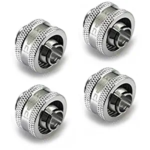 XSPC G1/4" to 3/8" ID, 5/8" OD Compression Fitting V2 for Soft Tubing, Chrome, 4-Pack