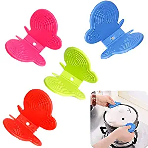 4 Colors Butterfly Plate Dish Clip,4PCS Anti-Scald Clips Oven Mitts Bowl Pot Holders with Magnet for Heat Resistant Kitchen Fridge Clip Handy Kitchen Tool