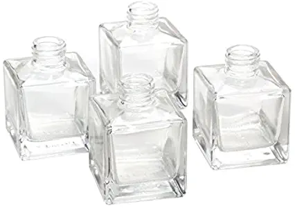 Hosley's Set of 4 Square Glass Diffuser Bottles - 3.25" High. Ideal for Use with Essential Oils, Hosley Replacement Diffusers & Hosley Reed Sticks, DIY, Crafts O3