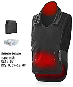 VJ Heated Vest Multi-Function Adjustable Pain Relief Unisex for Vest 140℉ with 2 Batteries, Black,S-L …