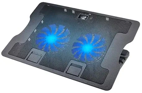 Laptop Cooling Pad, Proslife Portable Utral Slim Laptop Fan Cooler Pad with 2 Quite Fans, LED Lights, Dual USB, Shield Holders (Black-2 Fans)
