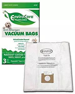 EnviroCare Replacement Allergen Vacuum Bags for Kenmore Canister Type C/Q, 50555, 50558, 50557 and Panasonic Type C-5 3 Pack