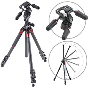 3Pod Orbit Tripod for DSLR Photo & Video Cameras, 4 Section Extension Legs, with 3-Way Head, Bubble Level, with Bag. 69", Carbon Fiber