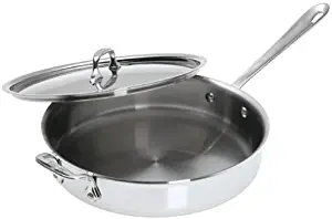 All-Clad 5403 Stainless Steel Dishwasher Safe 3-Quart Saute Pan with Lid, Silver