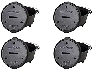 Camp Chef DO10-6 Quart Dutch Oven Pre-Seasoned Cast Iron with Lift Tool and Lid (Pack of 4)