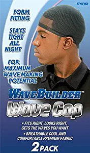 WaveBuilder Wave Cap | Promotes Healthy and Uniform Hair Waves, Black, 2 Count