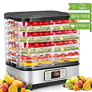 Food Dehydrator Machine, Digital Timer and Temperature Control, 8 Trays, for Jerky/Meat/Beef/Fruit/Vegetable, BPA Free/450 Watt/Updated