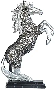 George S. Chen Imports SS-G-11679 Silver Toned Engraved Horse Standing Statue, 12"