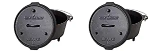 Camp Chef DO10-6 Quart Dutch Oven Pre-Seasoned Cast Iron with Lift Tool and Lid (Pack of 2)