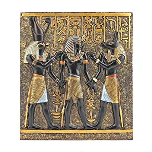 Design Toscano Rameses I Between Horus and Anubis Wall Frieze in Faux Ebony and Gold