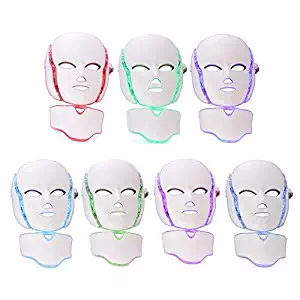LED Photon Therapy Mask with 7 Color Light Treatment | Face Beauty Skin Care Phototherapy Mask by GlobalCareMarket (With Neck)