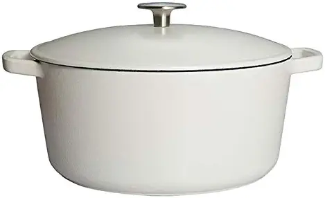 Enameled Cast Iron Dutch Oven, DEALLINK Classic Enamel Dutch Oven Ceramic Coated Cookware French Oven with Self Basting Lid (White, 2.8QT)