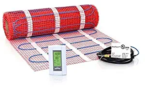 40 sqft 120V HeatTech Electric Radiant Floor Heating Mat Kit System for Tile Stone Floors with Adhesive Mesh + Digital Programmable Floor Sensing Thermostat TH115-AF-GA with GFCI and Floor Sensor