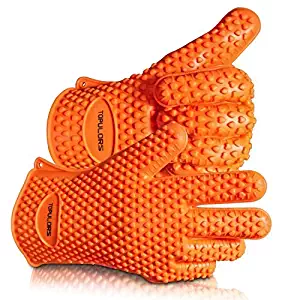 TOPULORS 2019 BBQ Grilling Gloves Oven Mitts Gloves for Cooking Baking Barbecue Potholder（Orange）