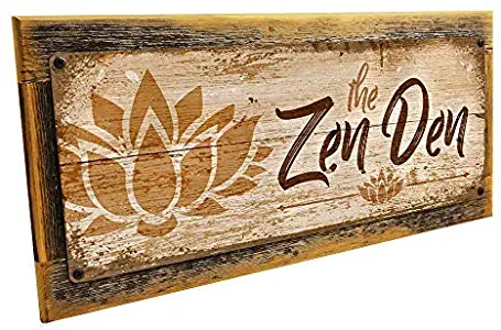 Homebody Accents Framed The Zen Den Lotus 6"x16" Metal Sign, Wall Décor for Inspirational