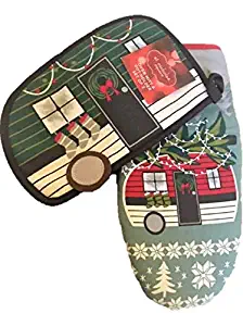 St. Nicholas Square Holiday Christmas Camper Oven Mitt and Pot Holder Set of 2