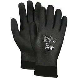 Memphis N9690FCL Glove Large Black Ninja ICE FC 7 Gauge Acrylic Terry Lined General Purpose Cold Weather Gloves with Knit Wrist, 15 Gauge Nylon Shell and HPT Foam Sponge Fully Coated (1/PR)