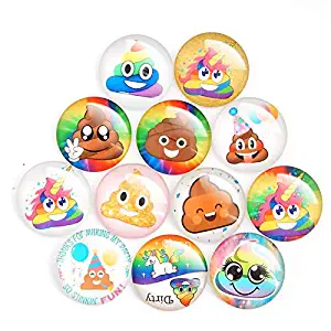 Emoji Poop Refrigerator Magnet Party Set of 12 Pack 3D Round Face For Silver Fridge Office Dry Erase Board Stainless Steel Door Freezer Whiteboard Cabinet Magnetic Great Fun for Adult Girl Boy Kid