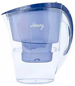 ???? Wamery Small Water Filtration Pitcher ???? Fast Filtering Dispenser. Ionizer, Softener, and Purifier jug system. 1 NSF ANSI Certified Filter Included, Removes Lead, Fluoride, Chlorine. Clear - Blue.