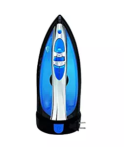 Sunbeam Steam Master 1400 Watt Mid-size Anti-Drip Non-Stick Soleplate Iron with Variable Steam control and 8' Retractable Cord, Black/Blue, GCSBCL-202-000