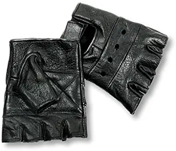 Interstate Leather Men's Basic Fingerless Gloves (Black, Medium)