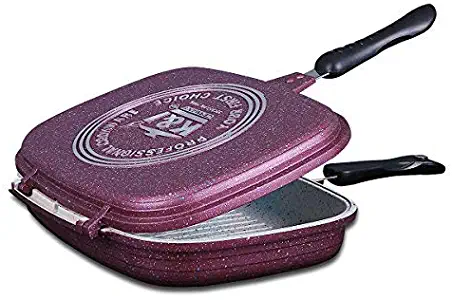 KI Nonstick Double Pan - Multipurpose Pan - Meat, Fish, Vegetables, Frittata Pan - Multilayer Marble Nonstick - Stone Earth Marble Nonstick Ceramic Pan - 1 Year Warranty (12 in)