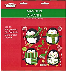 Christmas and Winter Themed Glitter Refrigerator Magnets 2017 (Penguins)