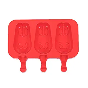 3 holes Oval Ellipse Shape Silicone Ice Cream Mold Rabbit Popsicle Molds Ice Tray Cube Tools Frozen Ice Lolly Maker Holder