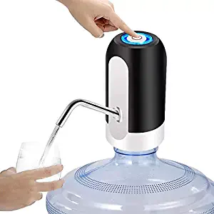 Electric Water Bottle Pump, Automatic Drinking Water bottle Pump Portable Water Dispenser for Universal 5 Gallon Bottle Low Noise USB Charging Wireless Water Bottle Jug Pump Dispenser,Black