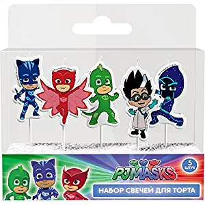 PJ Masks Molded Pick Candle Set (5ct) Birthday Party Supplies Cake Topper Decoration