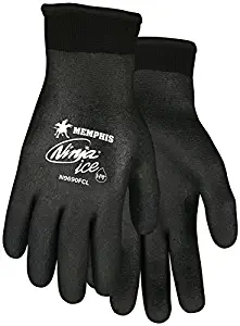 Memphis MCR Safety N9690FC Ninja Ice Fully Coated 15 Gauge black nylon,HPT fully coated Size Medium 12-Pairs