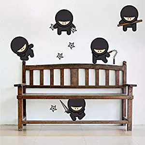 lxtmgzgf Cartoon People Wall Sticker for Boy Kids Baby Nursery Room Decoration Cute Ninja Star Vinyl Wall Decoration