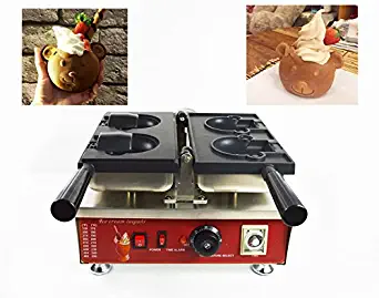Nonstick Electric Ice Cream Cartoon Bear Waffle Maker Baker Machine 110V