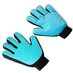 Koopman Upgraded 2-in-1 Pet Grooming Glove + Furniture Pet Hair Remover Mitt, Cat & Dog Gentle Deshedding Glove Brush, Pet Hair Remover Groomer Mitt with Soft Rubber Tips for Massage