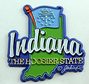 Indiana State Map-Flag Fridge Collectible Souvenir Magnet