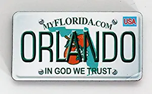 Orlando Florida License Plate Wood Fridge Magnet 3" x 1.5"