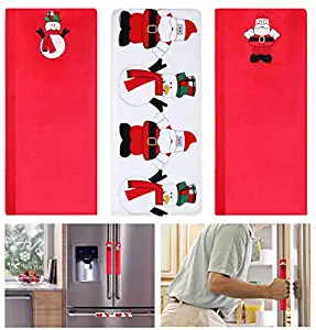 Tinksky Appliance Handle Covers Christmas Santa Claus Refrigerator Door Handle Covers-- Set of 3