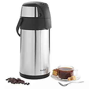 VonShef Thermal Airpot Coffee Beverage Dispenser Carafe Stainless Steel Air Pot 103 Fluid Ounces (3 Liter) Capacity